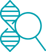 Icon of chromosome and magnify glass