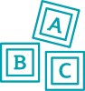 Icon of number blocks with ABC written on them